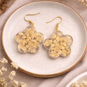 Floral Gold Resin Earrings